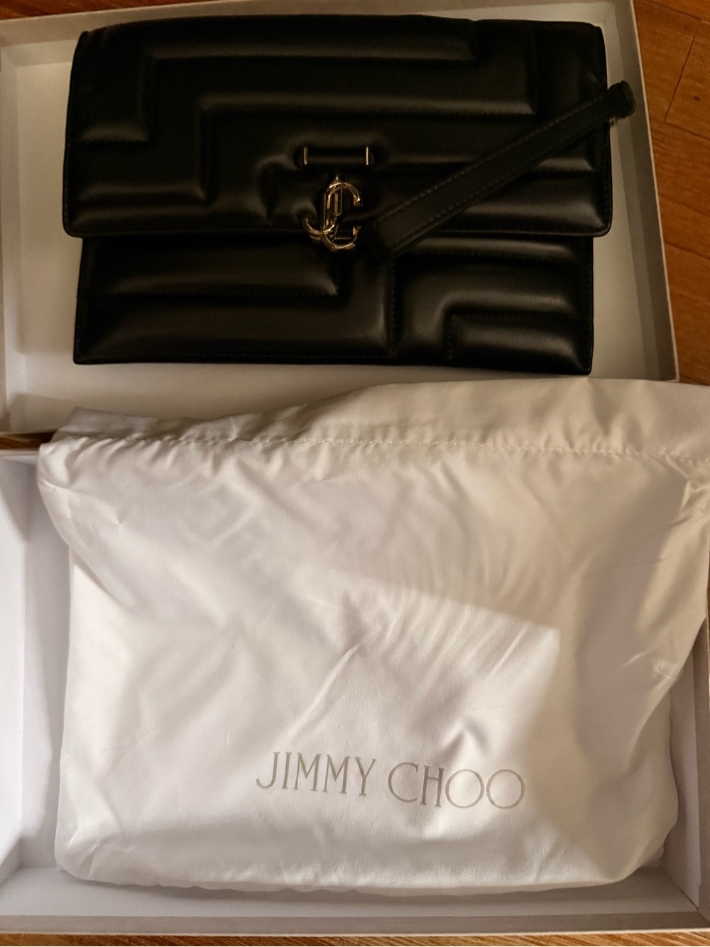 Jimmy Choo Black Quilted Leather Shoulder Bag with Gold Hardware